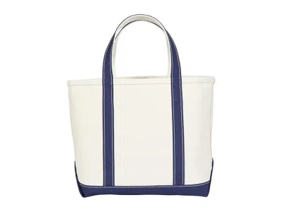 L.l.bean L. L.bean Boat And Tote Medium Tote Handbags Blue Trim: One Size In White