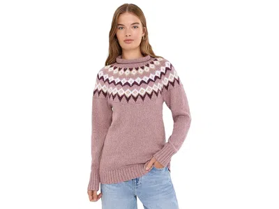 L.l.bean L. L.bean Cotton Ragg Relaxed Crew Neck Sweater Yoke Fair Isle Women's Sweater Dusty Mauve Fair Isle