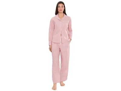 L.l.bean L. L.bean Poplin Pajama Set Women's Pajama Sets Rustic Red Stripe: Sm, Cotton In Pink