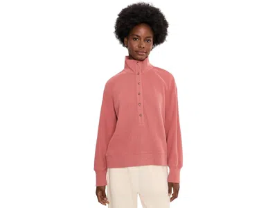 L.l.bean L. L.bean Sunwashed Waffle Mockneck Henley Women's Clothing Sienna Brick: Sm, Cotton In Red