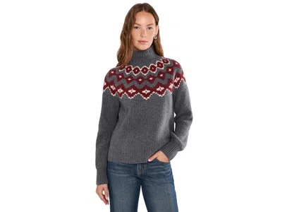 L.l.bean L. L.bean Supersoft Waffle Mockneck Sweater Fair Isle Women's Sweater Charcoal Heather Fair Isle: Lg In Multi