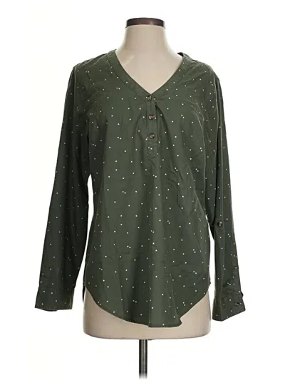 Pre-owned L.l.bean Long Sleeve Blouse In Green