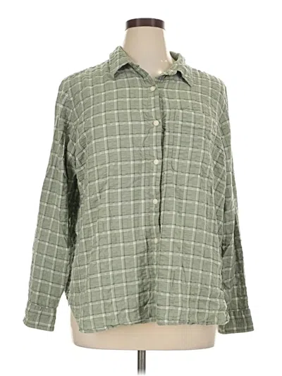 Pre-owned L.l.bean Long Sleeve Blouse In Green