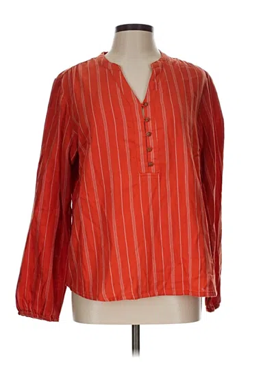 Pre-owned L.l.bean Long Sleeve Blouse In Orange
