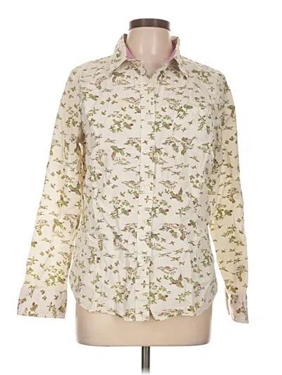 Pre-owned L.l.bean Long Sleeve Button Down Shirt In Ivory