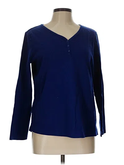 Pre-owned L.l.bean Long Sleeve Henley Shirt In Blue