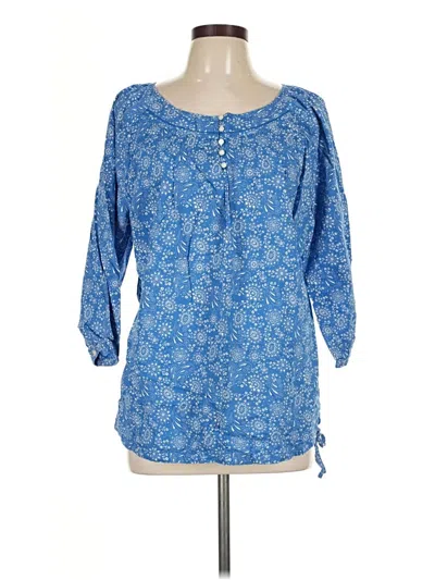 Pre-owned L.l.bean Long Sleeve Henley Shirt In Blue
