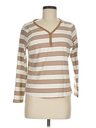 Pre-owned L.l.bean Long Sleeve Henley Shirt In Brown