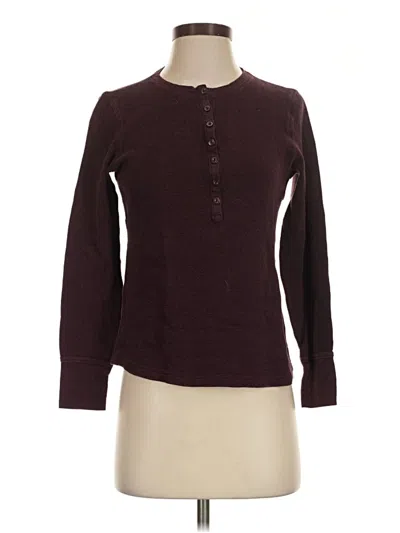 Pre-owned L.l.bean Long Sleeve Henley Shirt In Burgundy