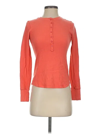 Pre-owned L.l.bean Long Sleeve Henley Shirt In Orange