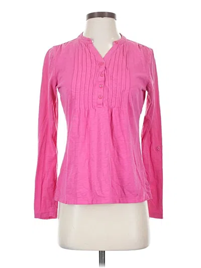 Pre-owned L.l.bean Long Sleeve Polo Shirt In Pink