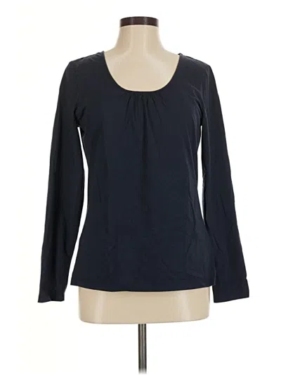 Pre-owned L.l.bean Long Sleeve Top Black Scoop Neck Tops