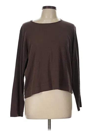Pre-owned L.l.bean Long Sleeve Top Brown Boatneck Tops