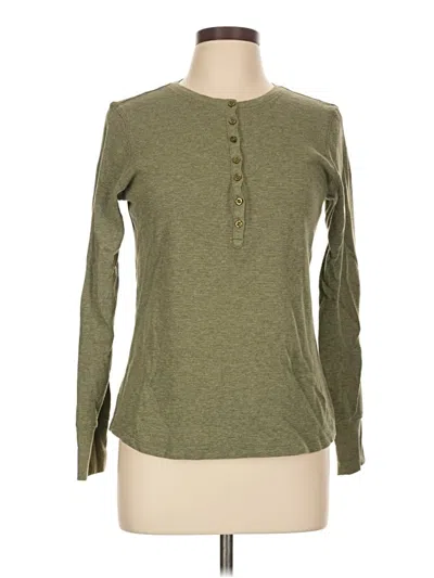 Pre-owned L.l.bean Long Sleeve Top Green Crew Neck Tops