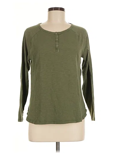 Pre-owned L.l.bean Long Sleeve Top Green Crew Neck Tops