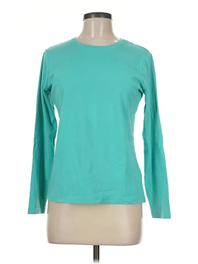 Pre-owned L.l.bean Long Sleeve Top Teal Crew Neck Tops