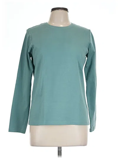 Pre-owned L.l.bean Long Sleeve Top Teal Crew Neck Tops In Blue