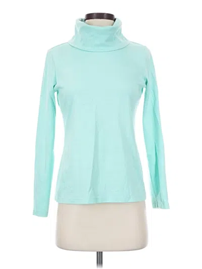 Pre-owned L.l.bean Long Sleeve Top Teal Turtleneck Tops
