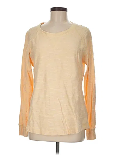 Pre-owned L.l.bean Long Sleeve Top Yellow Crew Neck Tops
