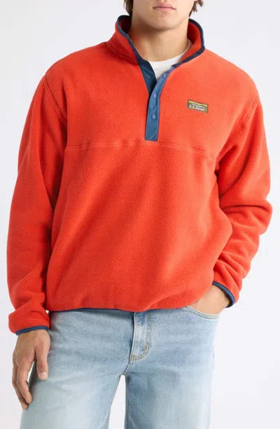 L.l.bean Mountain Classic Fleece Pullover In Orange