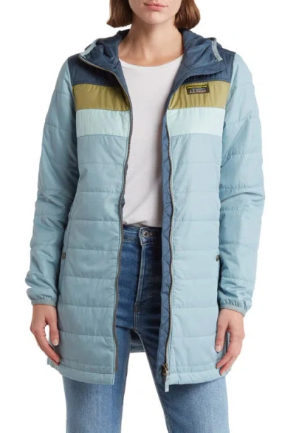 L.l.bean Mountain Classic Water Resistant Longline Puffer Jacket In Storm Blue/steel Blue