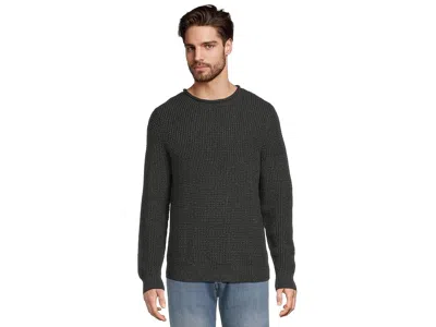L.l.bean Organic Cotton Waffle Sweater Rollneck Crew In Black