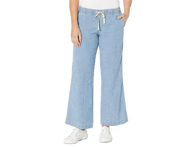 L.l.bean Petite Lakewashed Pull-on Chambray Wide Leg Pants In Blue