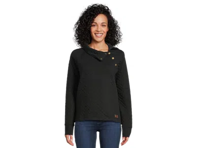 L.l.bean Quilted Sweatshirt Pullover Snap Neck In Black