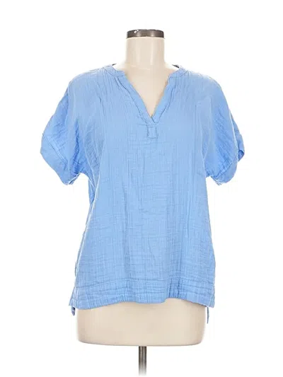 Pre-owned L.l.bean Short Sleeve Blouse In Blue