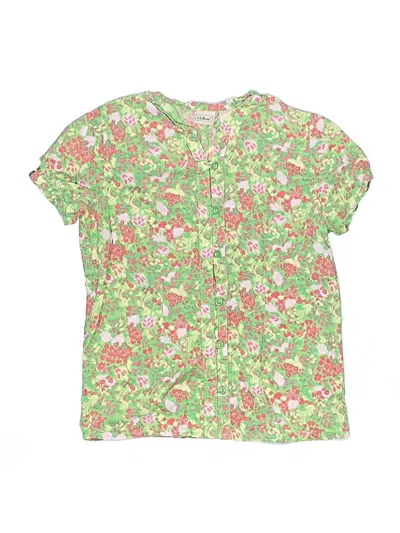 Pre-owned L.l.bean Kids' Short Sleeve Blouse In Green