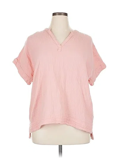 Pre-owned L.l.bean Short Sleeve Blouse In Pink
