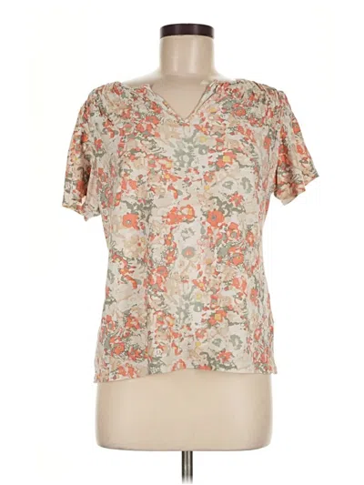 Pre-owned L.l.bean Short Sleeve Blouse In Tan