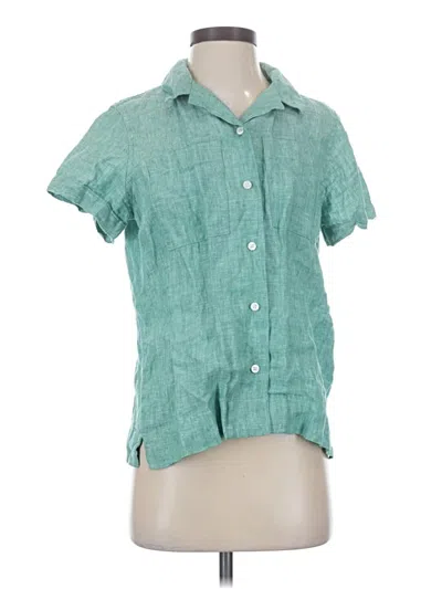 Pre-owned L.l.bean Short Sleeve Blouse In Teal