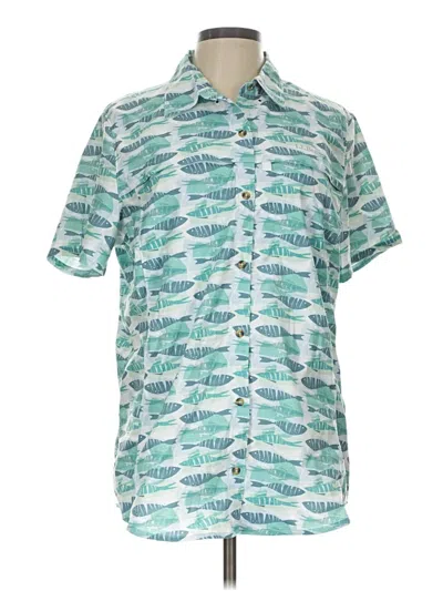 Pre-owned L.l.bean Short Sleeve Blouse In Teal