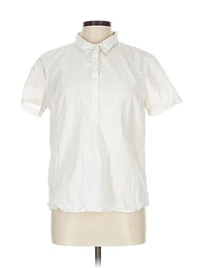 Pre-owned L.l.bean Short Sleeve Blouse In White