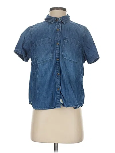 Pre-owned L.l.bean Short Sleeve Button Down Shirt In Blue