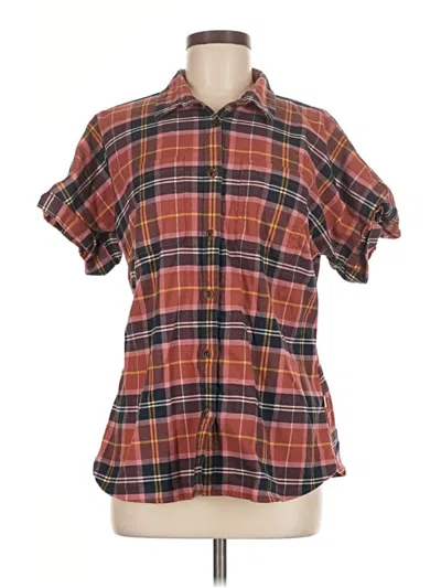 Pre-owned L.l.bean Short Sleeve Button Down Shirt In Brown