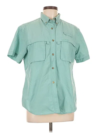 Pre-owned L.l.bean Short Sleeve Button Down Shirt In Teal