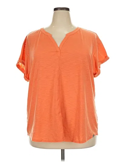 Pre-owned L.l.bean Short Sleeve Henley Shirt In Orange