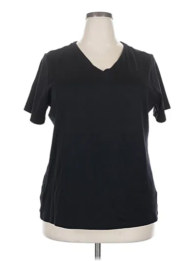 Pre-owned L.l.bean Short Sleeve Top Black V Neck Tops