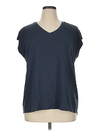 Pre-owned L.l.bean Short Sleeve Top Blue V-neck Tops