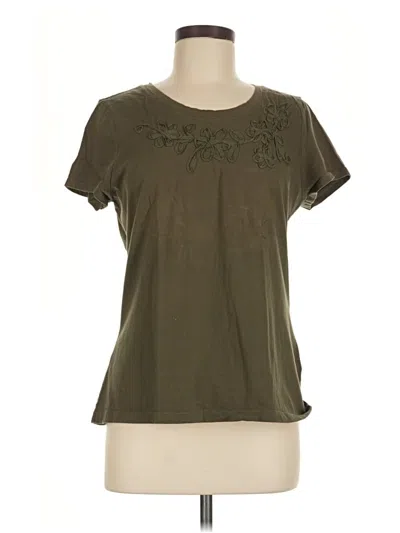 Pre-owned L.l.bean Short Sleeve Top Green Scoop Neck Tops