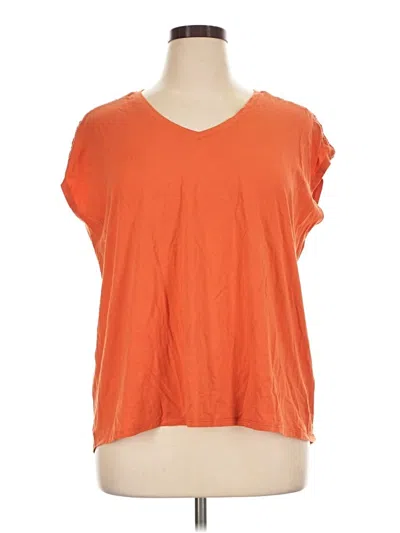 Pre-owned L.l.bean Short Sleeve Top Orange Scoop Neck Tops