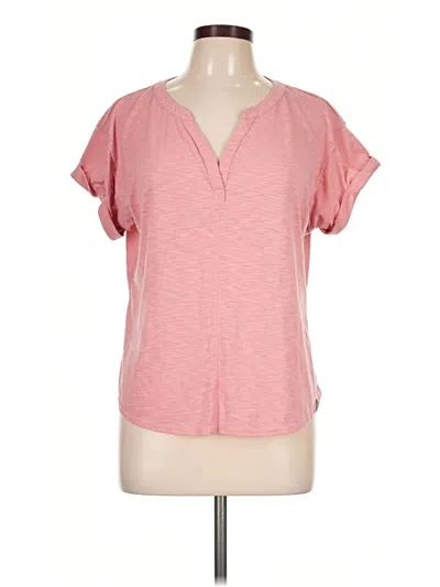 Pre-owned L.l.bean Short Sleeve Top Pink V-neck Tops