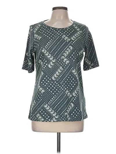 Pre-owned L.l.bean Short Sleeve Top Teal Keyhole Neckline Tops