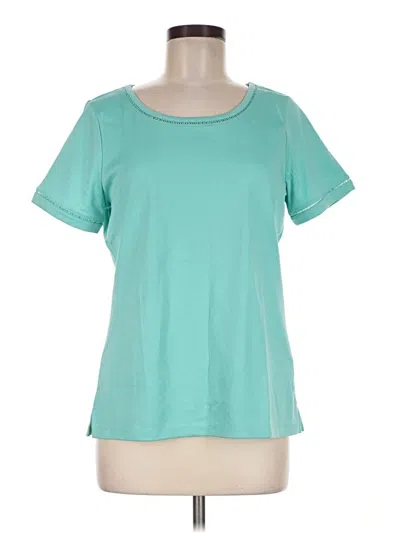 Pre-owned L.l.bean Short Sleeve Top Teal Scoop Neck Tops