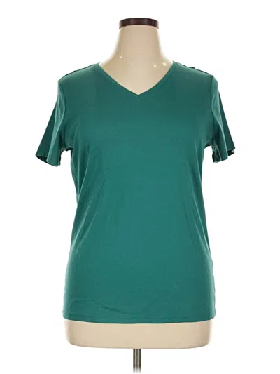 Pre-owned L.l.bean Short Sleeve Top Teal V-neck Tops