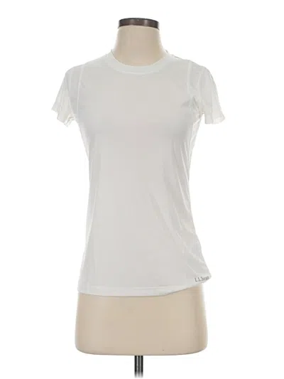 Pre-owned L.l.bean Short Sleeve Top White Mock Neckline Tops