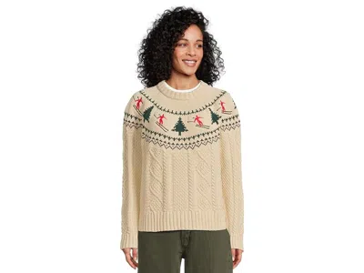 L.l.bean Signature Cotton Fisherman Crewneck Novelty Sweater In Neutral