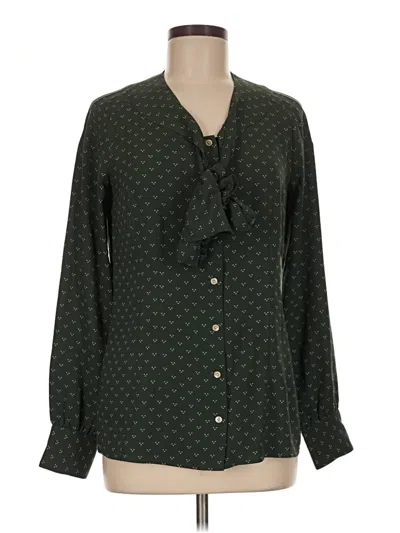 Pre-owned L.l.bean Signature Long Sleeve Blouse In Green